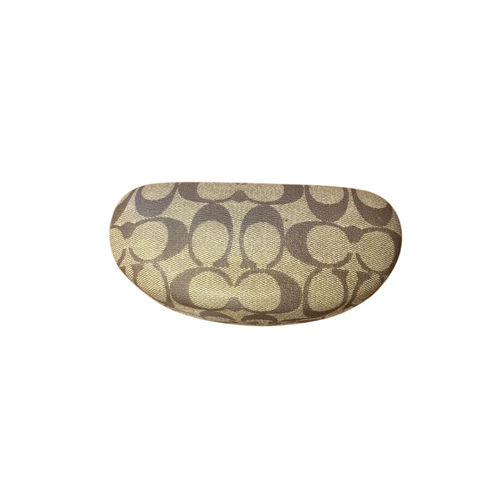 Coach Signature Monogram Hard Shell Sunglass Case Brown Tan Eyewear Protector